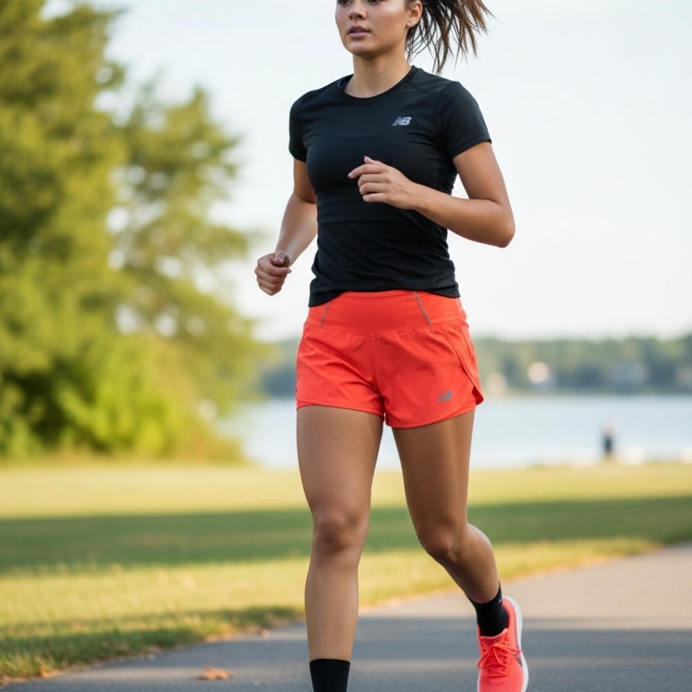 New Balance Women's Bright Orange Athletic Shorts Semi- New